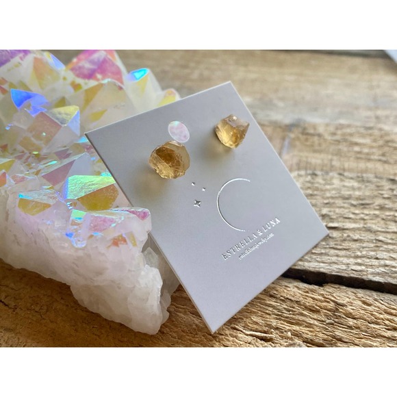 *November* Raw Citrine Earrings - Picture 5 of 5